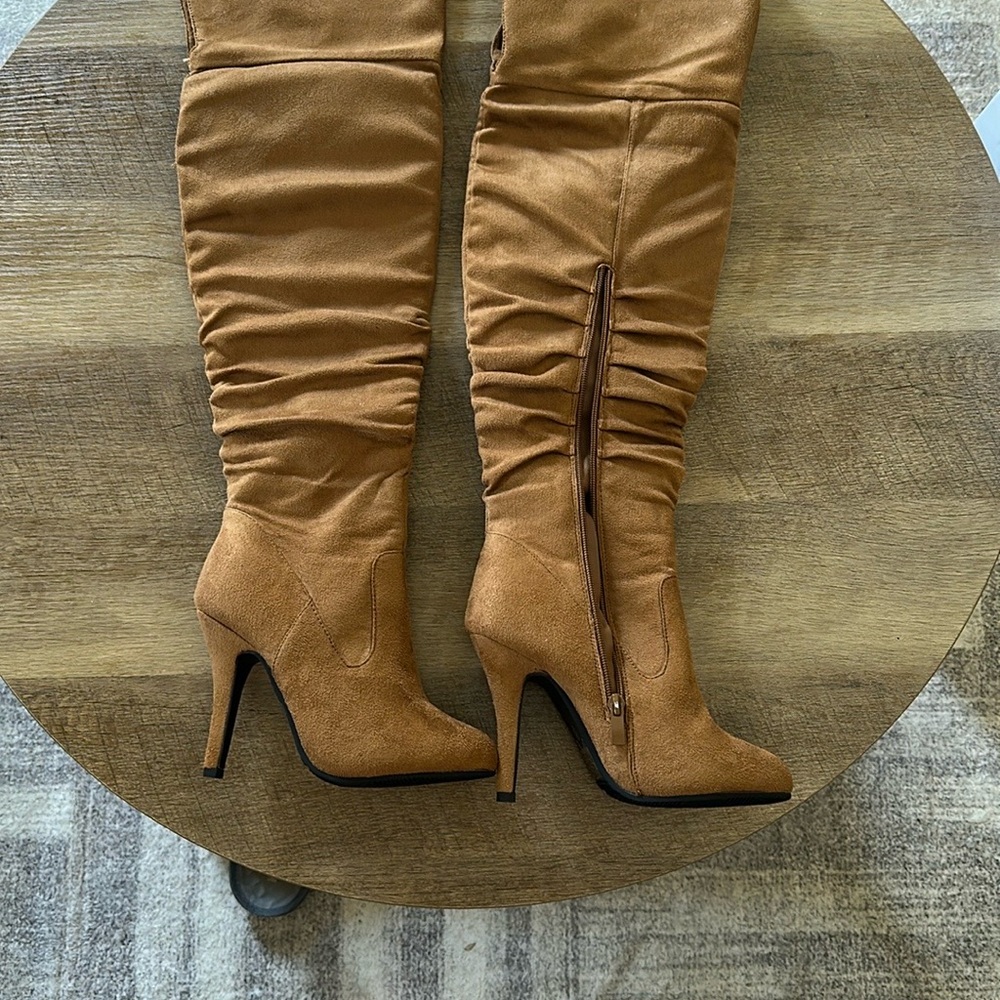 Women's Tan Suede Over-the-Knee Boots